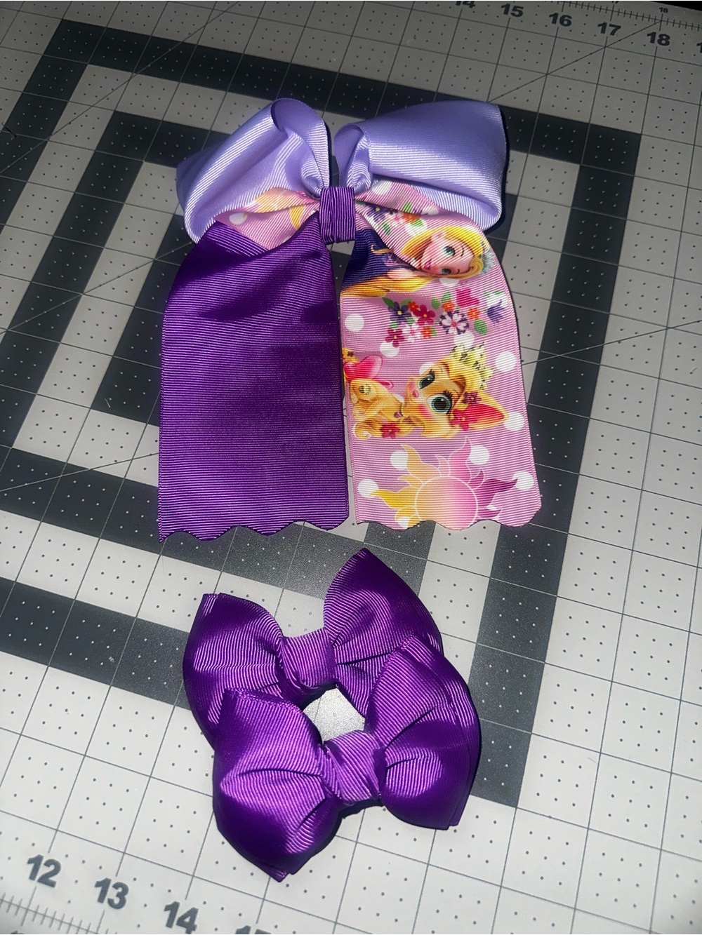 Purple and Lavender Hair Bows with Character Print
